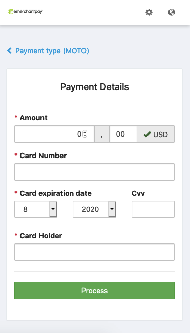 emerchantpay MOTO lightweight virtual terminal