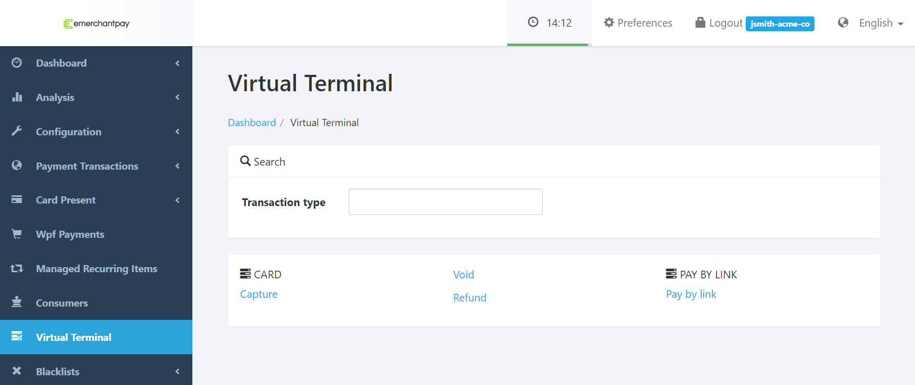 emerchantpay Virtual terminal